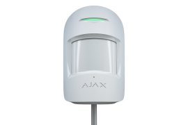 Detector cu fir PIR şi Geam Spart Ajax CombiProtect Fibra Alb